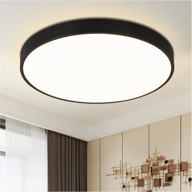 Nettlife LED Deckenleuchte Flach 21cm Abgedichtetes Design Schwarz, LED fest integriert, IP44