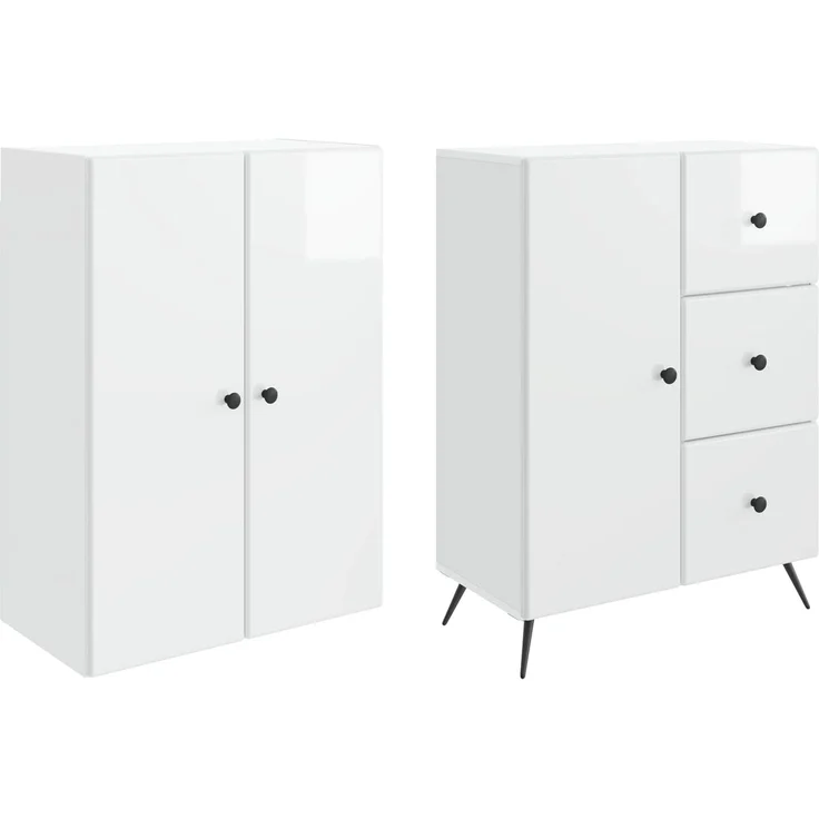 vidaXL Schrankset 2 pcs Hochglanz Weiß Holzwerkstoff 3416902 – Bild 3