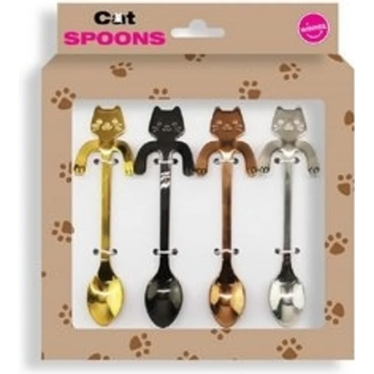Winkee Kaffeelöffel Kätzchen (4 Stück), Teelöffel Katze Stubentiger Metall Löffel – Bild 5