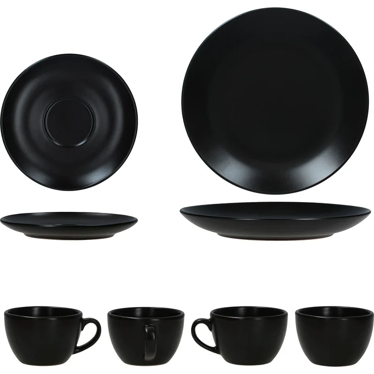 18tlg Kaffeeservice Panther schwarz Steingut 6 Personen – Bild 6