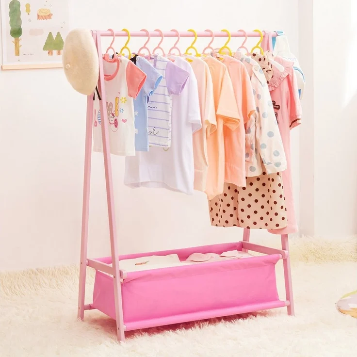 Yorbay Kleiderständer Kinder mit Aufbewahrungsbox, 86x36x106 cm, (Kleiderstange für Kinder), Klappbar – Bild 2