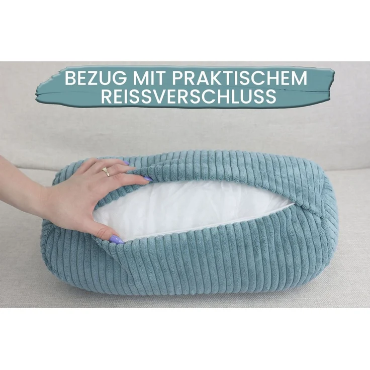 Amilian Nackenrolle mit Bezug 15 x 40 cm - Kissenrolle - mit Nackenrollenbezug - Bettrolle, Kopfstütze, Nackenstütze mit Bezug, ideal als Dekokissen, Sofakissen, Kissen, Kissenrolle, Lagerungskissen, Schlafkissen und für Reisen – Bild 2