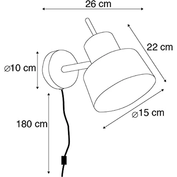 Qazqa Wandleuchte Chappie, ohne Leuchtmittel, E27, Schwarz, Retro, Stahl, 1-flammig – Bild 4