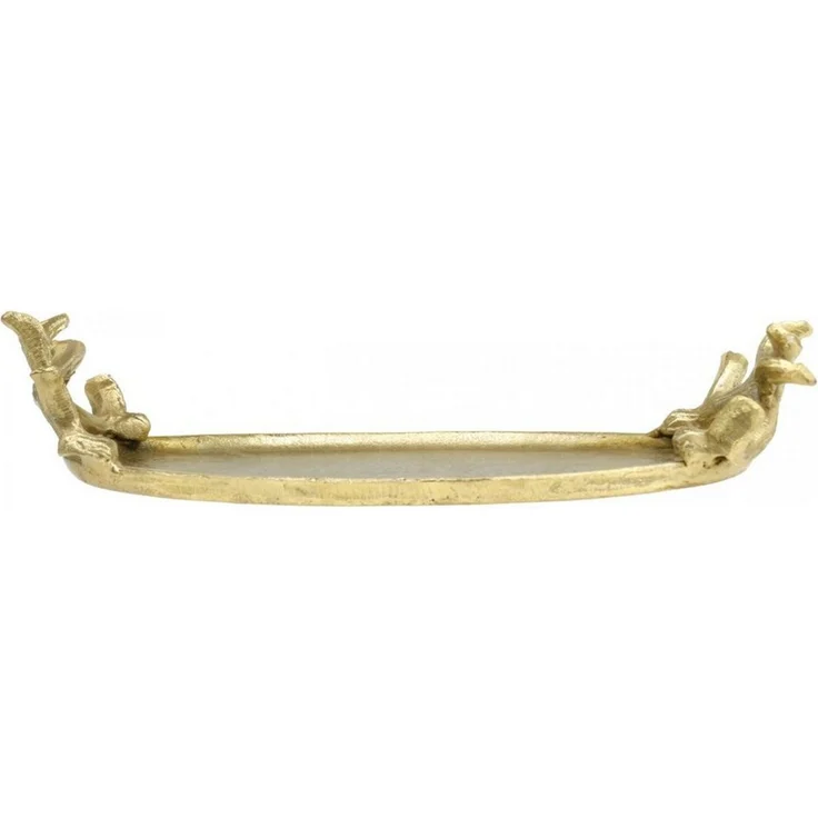 Florists Products Dekotablett Goldenes Deko-Tablett Hirschgeweih-Design Vintage Stil Oval – Bild 3