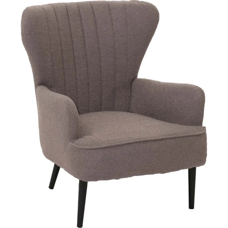 Lounge-Sessel HWC-K37, Cocktail-/Ohrensessel Polsterstuhl Retro Vintage Stoff Bouclé (600g/m²) ~ hellgrau – Bild 5