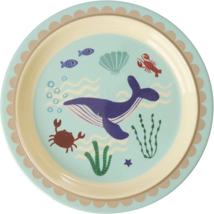 rice Kunststoffteller Rice Melamin Kinderteller Rund - Blue Ocean Print Ø 22cm – Bild 1