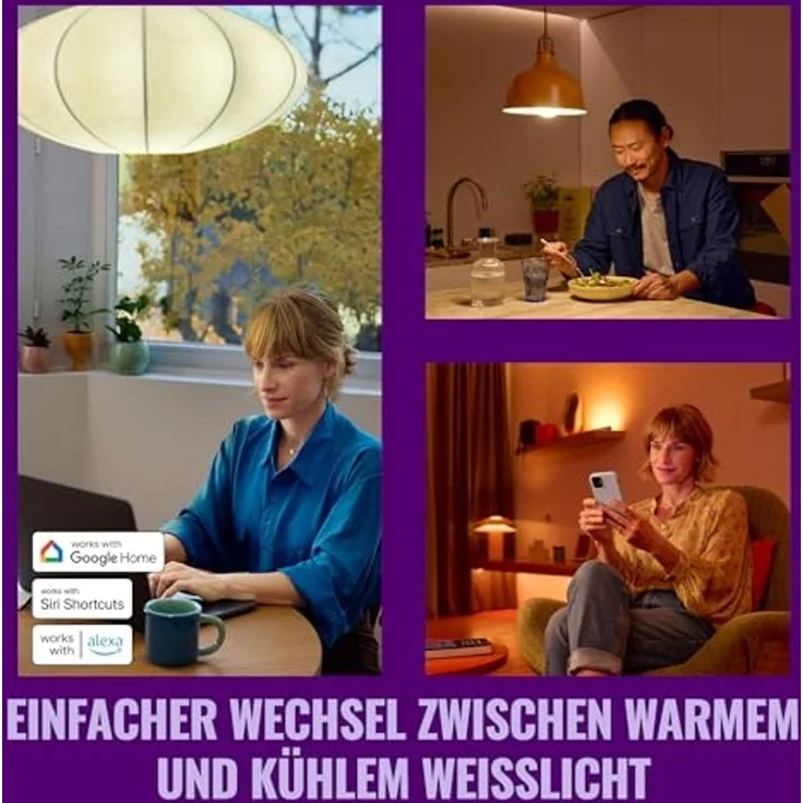 WiZ Smart LED A60-Lampe, Color und Tunable White, E27-Sockel, äquivalent 100 W, 2200–6500 K, 1521 Lumen, dimmbar, funktioniert mit Alexa, Google Assistant, und Apple HomeKit, 1er Pack – Bild 7