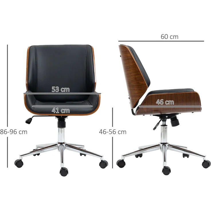 MELAYR, Schreibtischstuhl Computerstuhl, Wippfunktion, höhenverstellbar, Schwarz + Silber, 53 x 60 x 96 cm – Bild 5