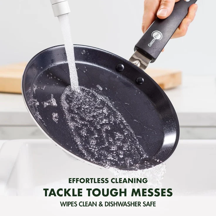 GreenPan Essentials Gesunde Keramische Antihaft-Pfannkuchenpfanne 28 cm, Crêpe-Pfanne, PFAS-frei, Induktion, Backofen- und Bratensicherheit bis 160°C, Spülmaschinenfest, Schwarz – Bild 9