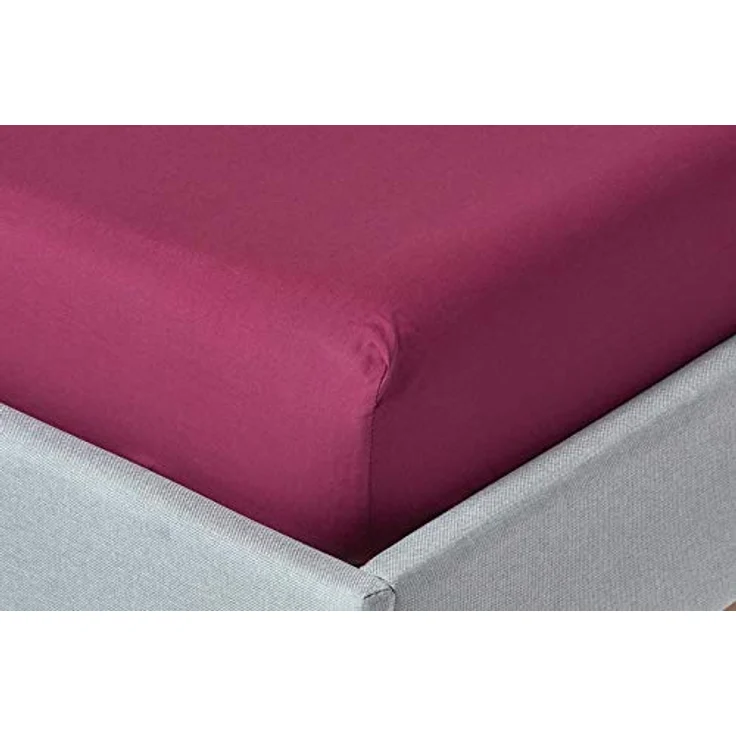 Homescapes Perkal-Spannbettlaken, Beere, 180x200 cm, Oeko-Tex®, 100% Baumwolle, hautfreundlich und atmungsaktiv – Bild 1