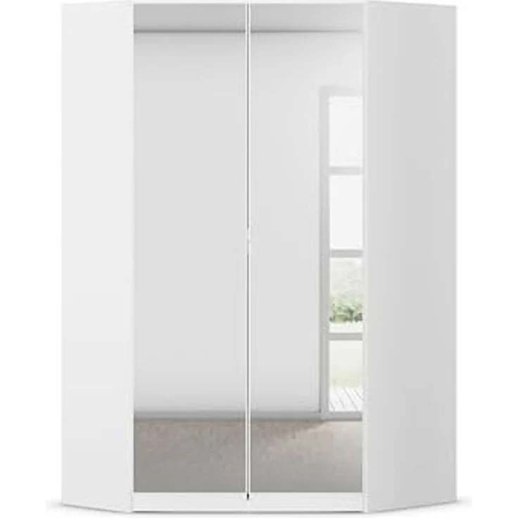 Rauch Möbel Costa, Eckschrank, Kleiderschrank für Schlafzimmer, Kinderzimmer, Babyzimmer, 2-türig, mit Spiegel, Zubehör Premium, Farbe Weiß, Breite 208 cm – Bild 1