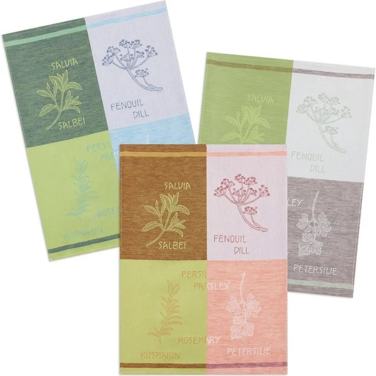 Kracht Geschirrtuch Küchenkräuter, (Set, 3-tlg, Set), 3er Pack Geschirrtücher (3 Stück), ca. 50 x 70 cm, Halbleinen Jacquard – Bild 5