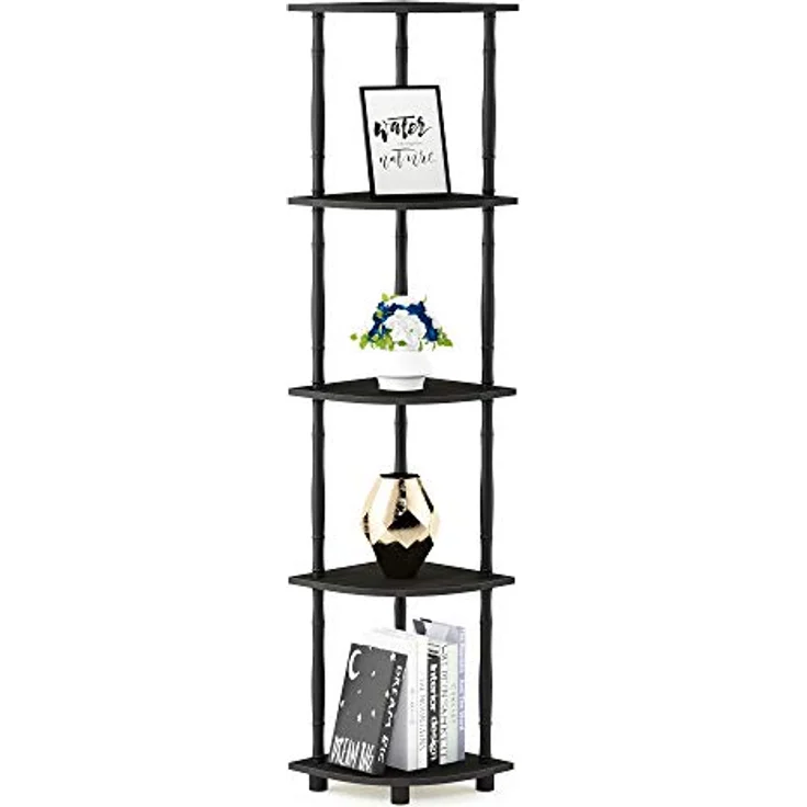 Furinno Eck-Mehrzweckregal mit 4 Fächern, holz, Espresso/Schwarz, 29. 46x29. 46x146. 56 cm – Bild 6