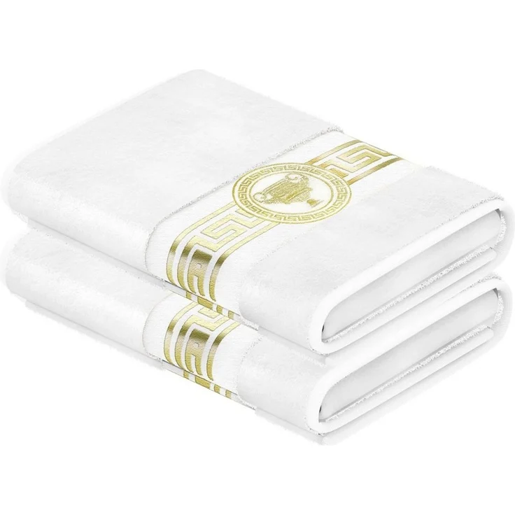 Belle Arti Handtücher Gästehandtücher Badetücher Duschtücher Saunatücher Mäander Amphore Set, (1-St), schwarz weiss, gold hochwertig eingestickt Baumwolle weich saugstark – Bild 2