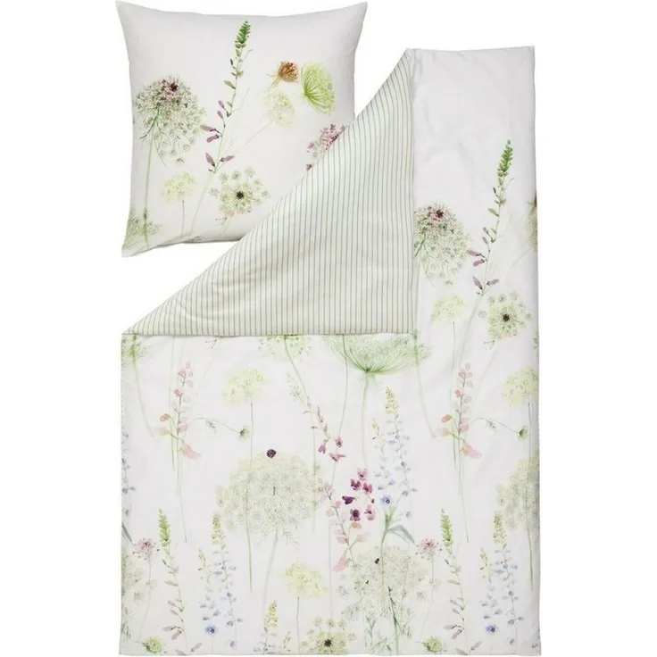 Estella Mako-Satin Bettwäsche 200x200 Meadow Blumenwiese Wende weiß 4704-530