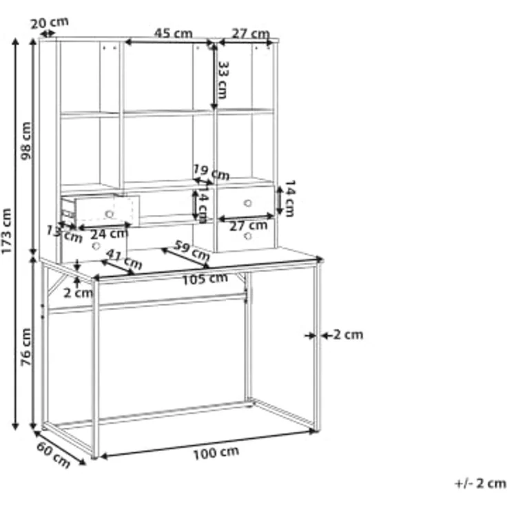 Schreibtisch TAVRA Hellbraun 105 cm 60 cm mit Fächern mit Schubladen – Bild 3