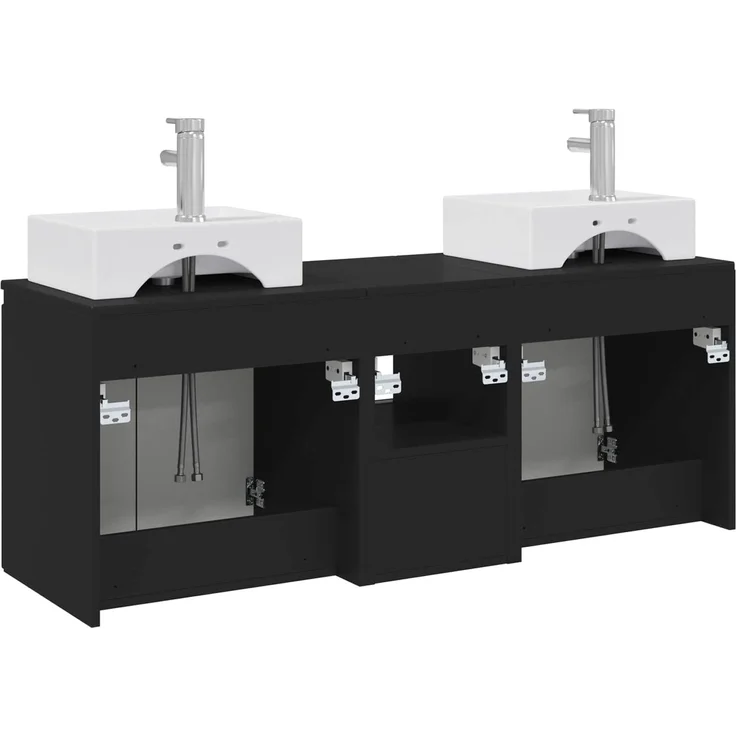 vidaXL Badezimmerschrank-Set 3 stk. Schwarz 129 x 41 x 79,5 cm 3405648 – Bild 8
