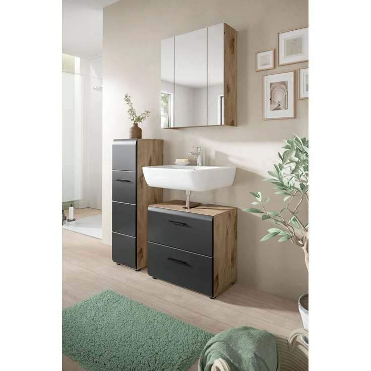 Stauraumtype (B/H/T: 30x106x30 cm) in schwarz matt und Nox Oak Nachbildung – Bild 9
