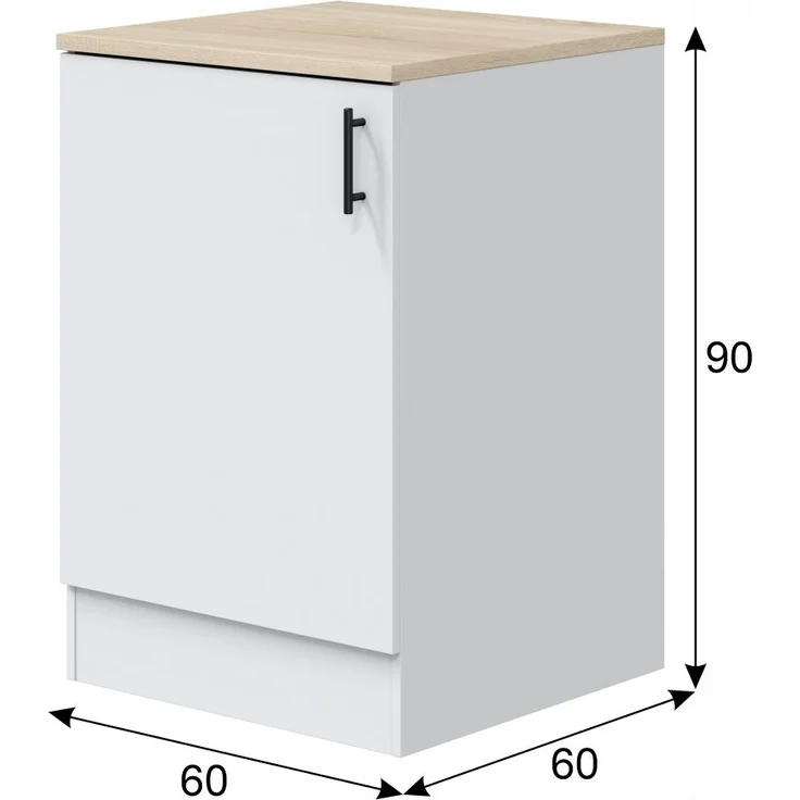 Miniküche >KIRA< in Weiß / Eiche Dekor - 160x211x60 (BxHxT) – Bild 2