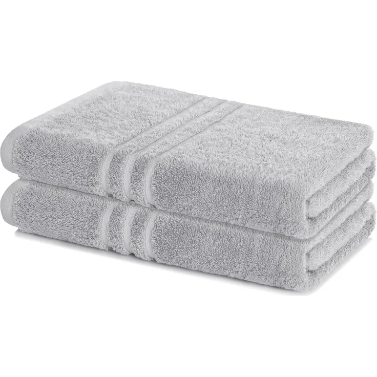 Lavea 2er Set Duschtuch 70x140 cm, Frottierserie Elena, Silber