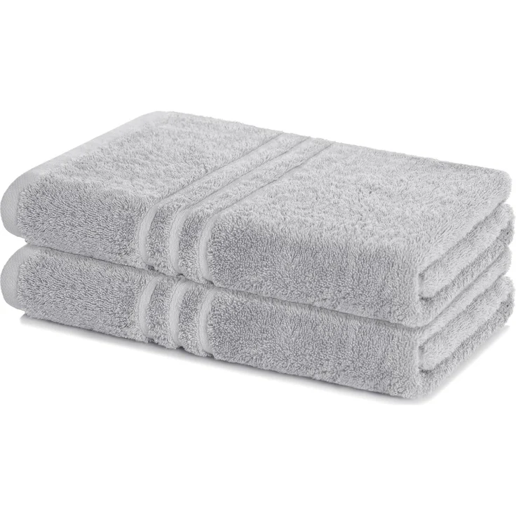 Lavea 2er Set Duschtuch 70x140 cm, Frottierserie Elena, Silber – Bild 1