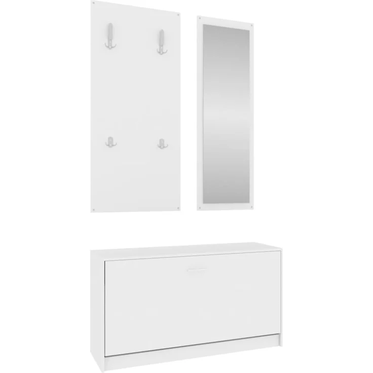 vidaXL 3-tlg. Flurmöbel-Set Weiß Holzwerkstoff 342570 – Bild 5