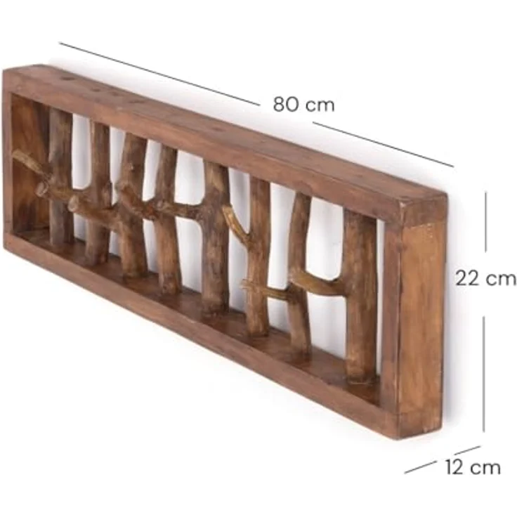 DESIGN DELIGHTS Wandgarderobe WANDGARDEROBE TREIBHOLZ UNIKAT, 80x22cm (BxH), Garderobe, Hakenleiste – Bild 6