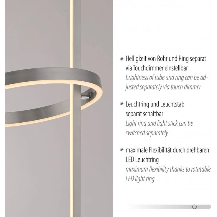 JUST LIGHT 15397-55 RITUS Stehleuchte stahl dimmbar, Touchdimmer – Bild 8