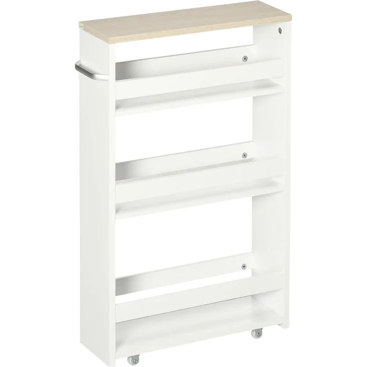 Rayofly-3-stöckiger Rollwagen für schmale Küche, Bad, Waschküche und Büro, mit Griff, Weiß, H 80cm x T 48cm x B 15cm – Bild 2