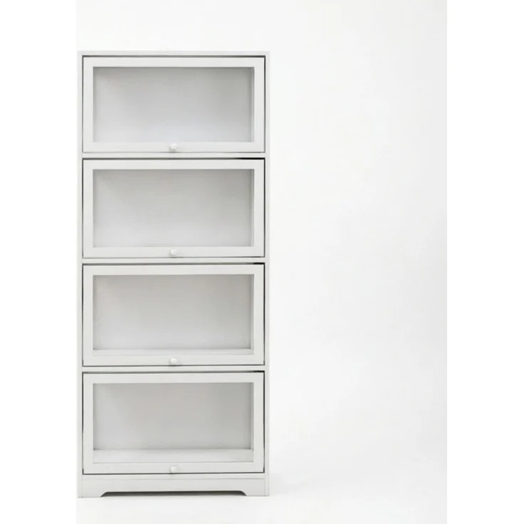 Vitrinenschrank aus MDF mit Acrylseiten und Schiebetüren, 59x30x139 cm, Weiß – Bild 5