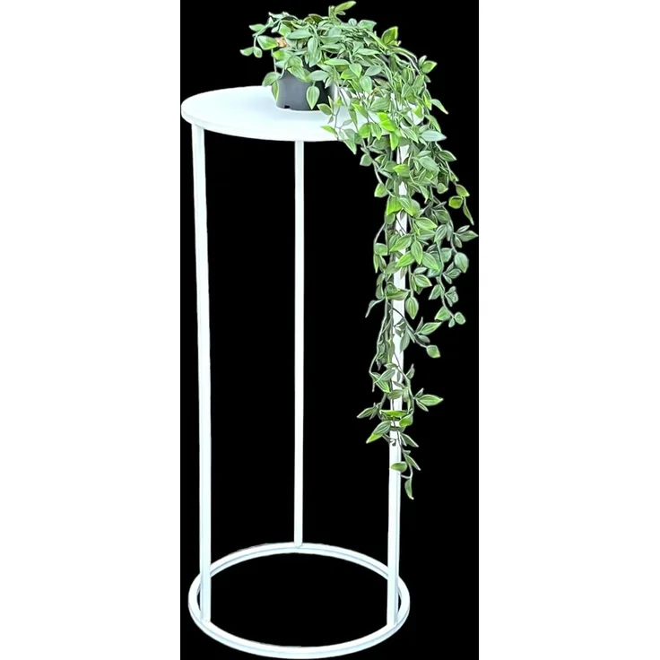 DanDiBo Blumenhocker Metall Weiß Rund 70 cm Blumenständer Beistelltisch 96483 L Blumensäule Modern Pflanzenständer Pflanzenhocker