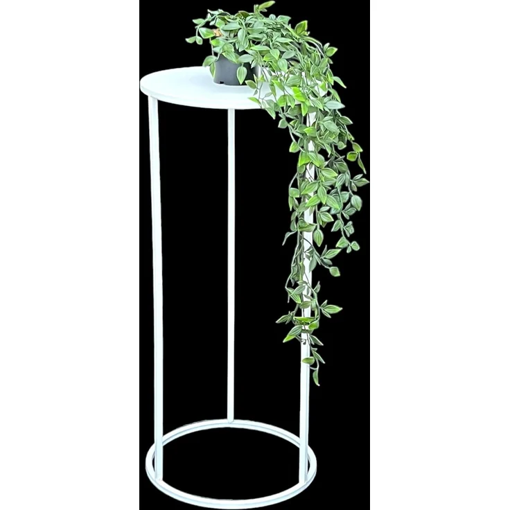 DanDiBo Blumenhocker Metall Weiß Rund 70 cm Blumenständer Beistelltisch 96483 L Blumensäule Modern Pflanzenständer Pflanzenhocker – Bild 1