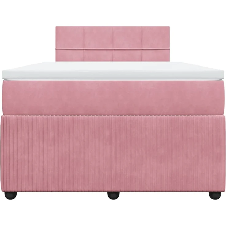 vidaXL Boxspringbett mit Matratze Rosa 120x190 cm Samt 3287691 – Bild 4