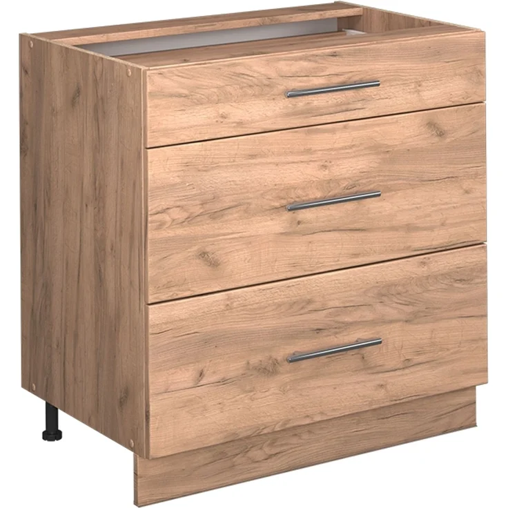 Küchenunterschrank Fame-Line Goldkraft Eiche 80 cm mit 3 Schubladen, AP Anthrazit Vicco – Bild 1