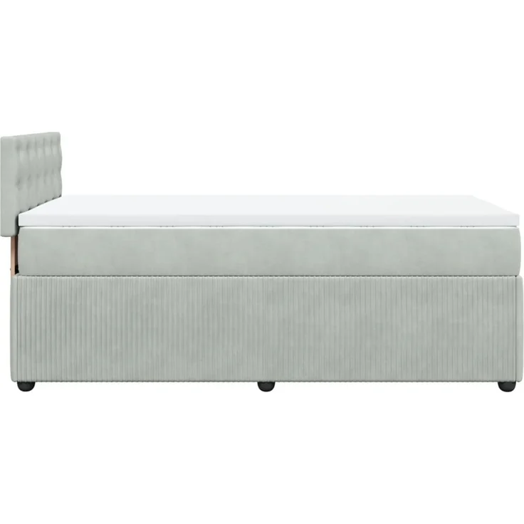 vidaXL Boxspringbett mit Matratze Hellgrau 90x200 cm Samt 3289938 – Bild 7