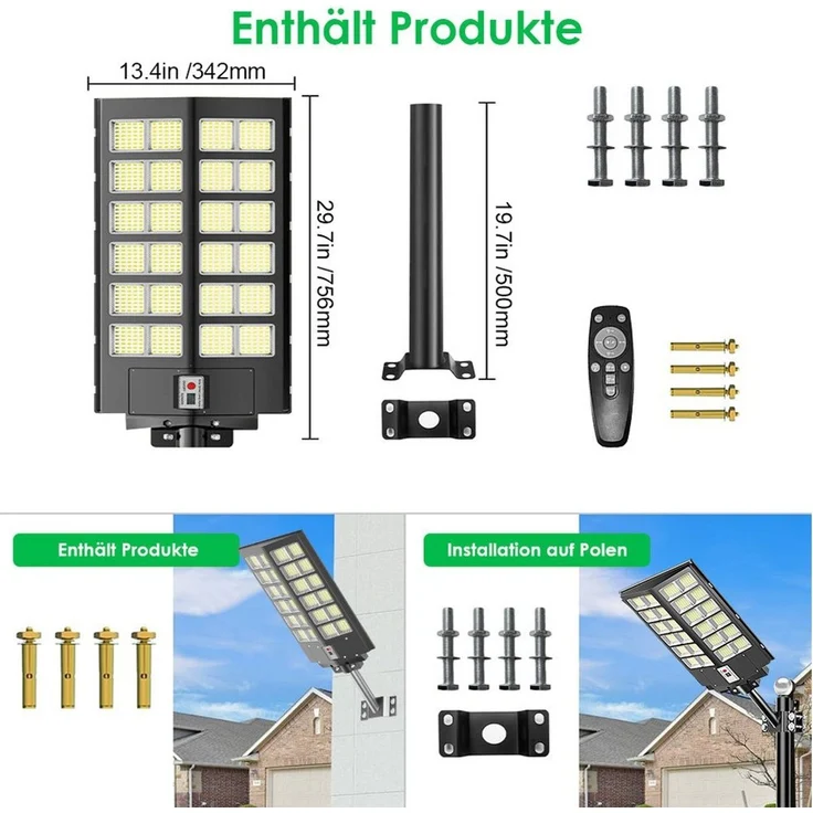 GLIESE LED Solarleuchte LED Außen-Wandleuchte Solar mit Daemmerungssensor, mit Fernbedienung, 6500K kaltweiß, 100000 lm, LED fest integriert, kaltweiß, Solarlampen für Außen hängend Spotlight – Bild 1
