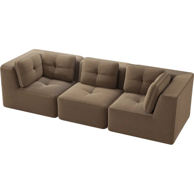 EINHOM Rahmenloses Sektionssofa, modulares Ecksofa, bequemes Cordsofa, Dreisitzer-Sofa mit tiefer Sitzfläche für das Wohnzimmer, kein Aufbau erforderlich, , braun – Bild 5