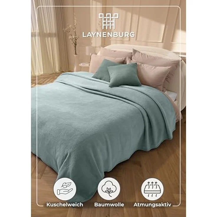 Wohndecke Wohndecke aus Baumwolle - Kuscheldecke, Baumwolldecke, Laynenburg, Decke als Sofa-decke, Couchdecke, Wolldecke aus Baumwollmix – Bild 2