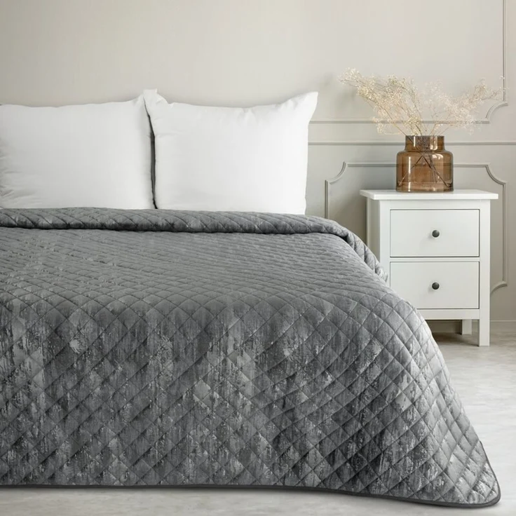 Elegante Tagesdecke Decke BLINK 3 dunkelgrau 170X210 cm stahl silber – Bild 1