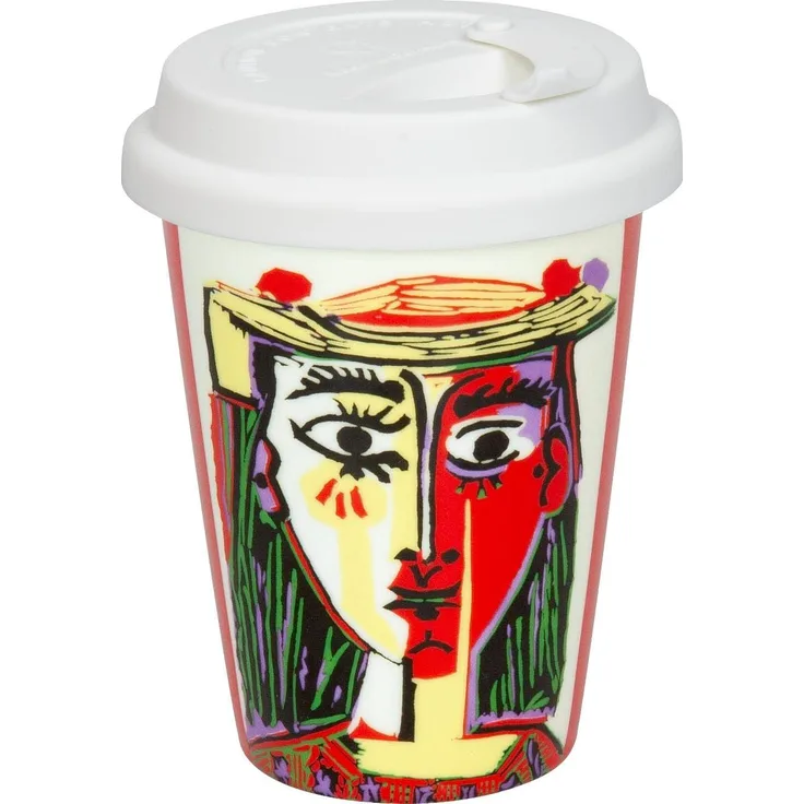 Könitz Picasso Femme Au Chapeau Coffee To Go Mug mit Deckel, Becher, Kaffeebecher, Porzellan, 380 ml, 11 5 162 1991