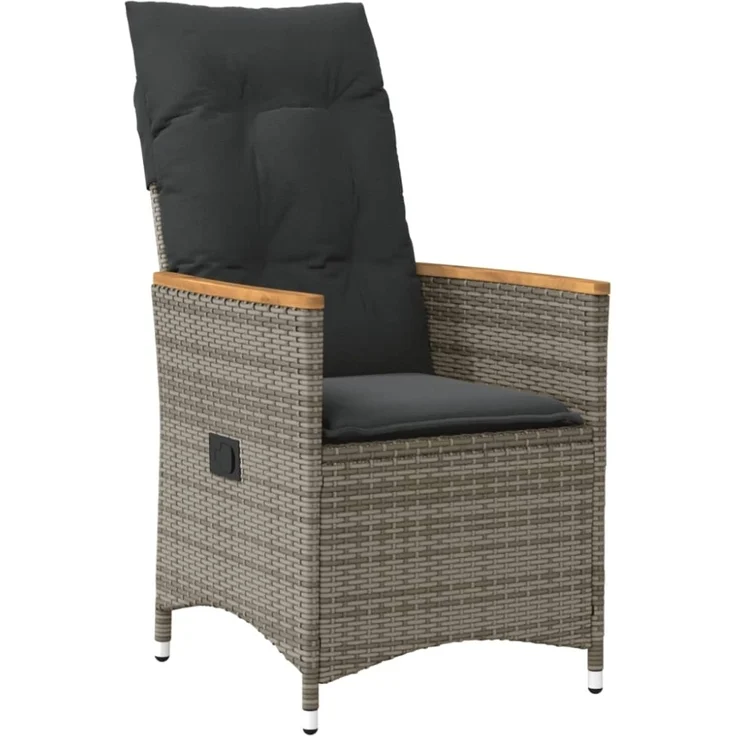 vidaXL Gartensessel mit Kissen 2 Stk. Verstellbar Grau Poly Rattan 365651 – Bild 5