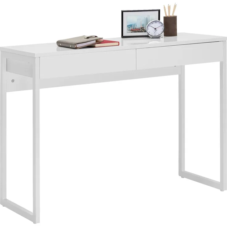 Carryhome 'CALAIS' Schreibtisch, MDF Metall weiß, 102 x 77 x 40 cm, mit 2 Schubladen