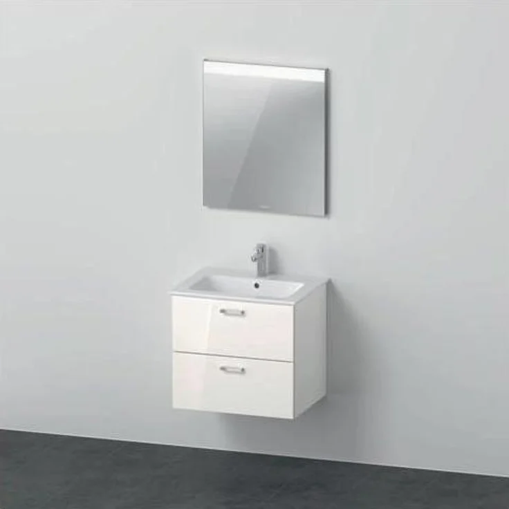 Duravit Badmöbelset XBASE 630mm, mit LED-Spiegel GOOD, hochglanz weiss, Wandmontage, Soft-Close-Schubkästen