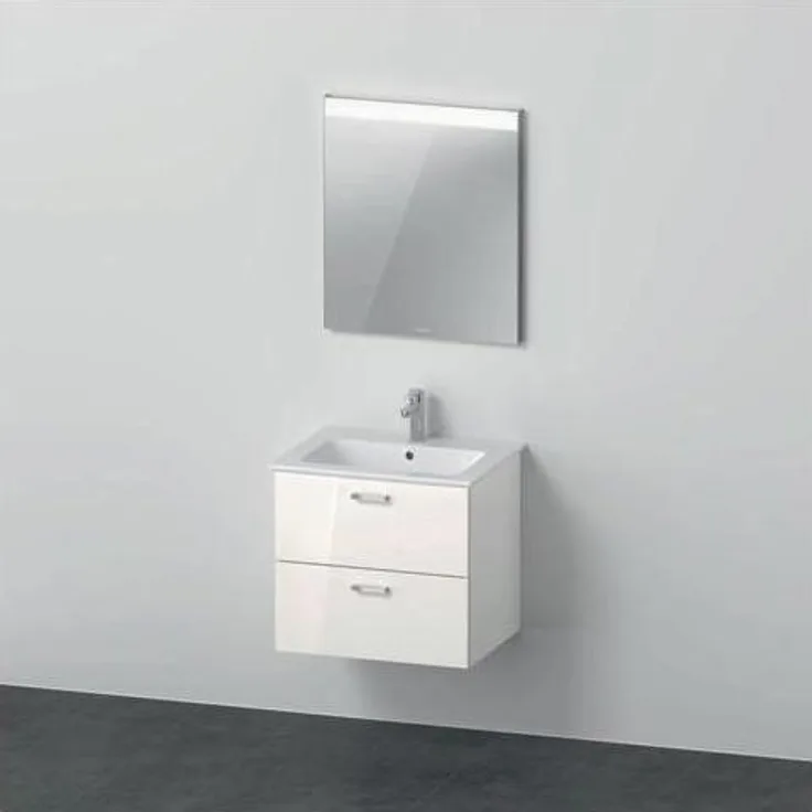 Duravit Badmöbelset XBASE 630mm, mit LED-Spiegel GOOD, hochglanz weiss, Wandmontage, Soft-Close-Schubkästen