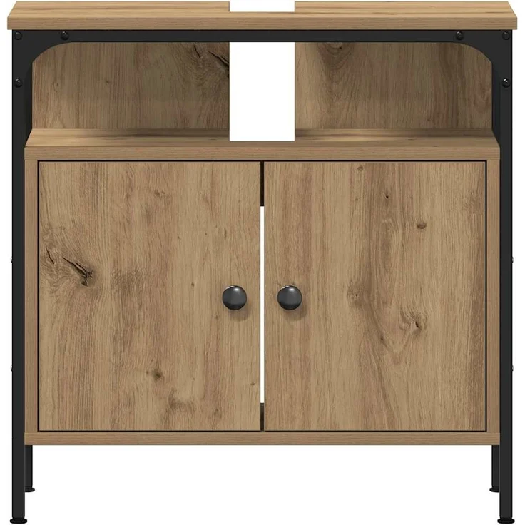 vidaXL Badezimmer Waschbeckenmöbel mit Regal 3 pcs Braun Holzwerkstoff 3334392 – Bild 8