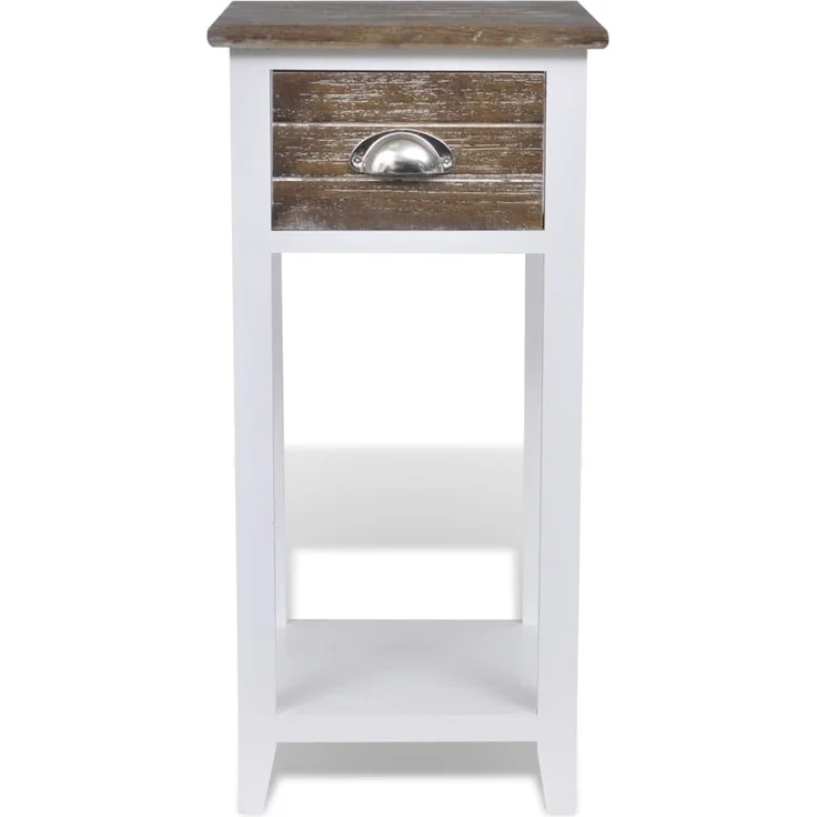 vidaXL Nachttisch mit 1 Schublade Braun und Weiß 242039 – Bild 3