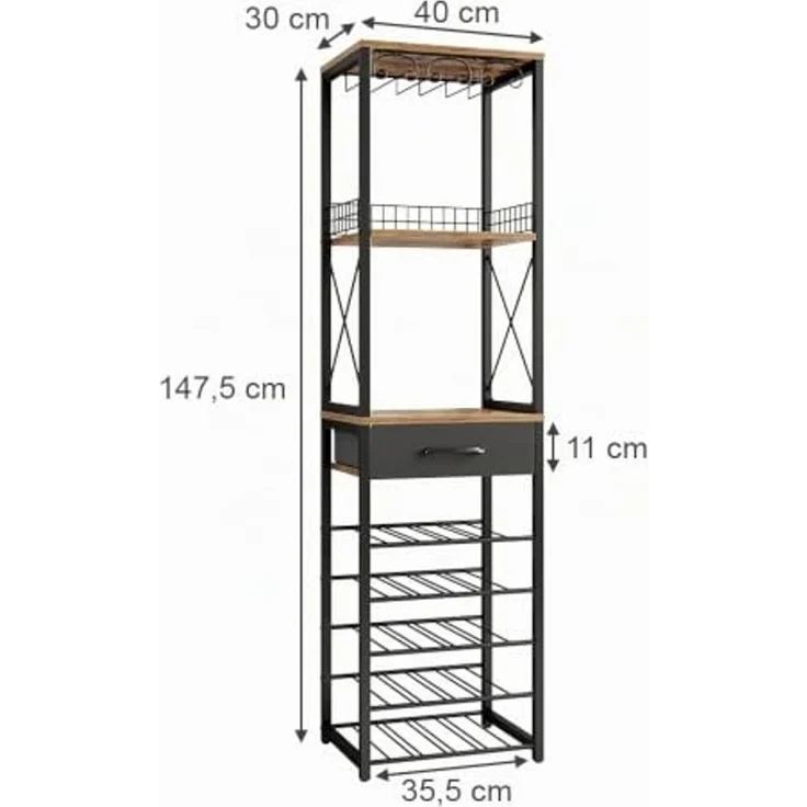 Weinregal Porto Eiche rustikal 40 x 147.5 cm mit Schublade Vicco – Bild 3