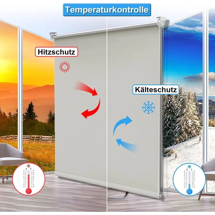 Verdunkelungsrollo Rollos für Fenster und Tür ohne Bohren 85x150 cm Creme Thermo Rollo Klemmfix Verdunklungsrollo Fensterrollo Lichtblick Sicht-und Sonnenschutz Wand-und Deckenmontag – Bild 3