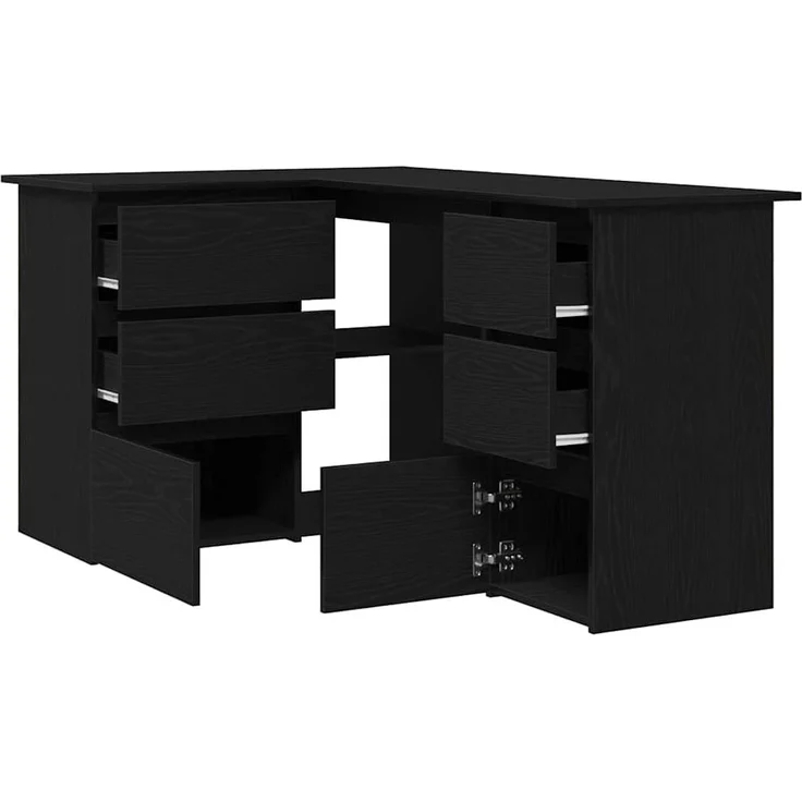 vidaXL Schreibtisch mit Regal Schwarz Eichen-Optik 145 x 100 x 76 cm 862006 – Bild 3