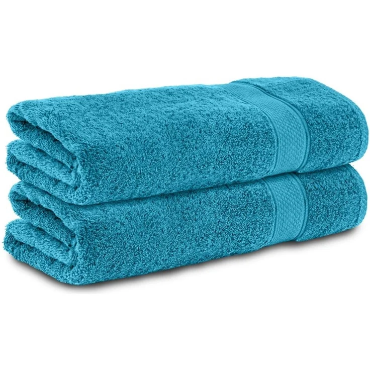 Komfortec 2er Duschtücher Set 70x140 cm aus 100% Baumwolle | Frottee, Weich und Saugstark, Badetücher für Bad und Dusche, Türkis